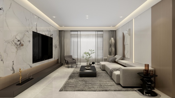 瑞雪空间设计的装修设计方案Modern light luxury 118 square meters of two-bedroom